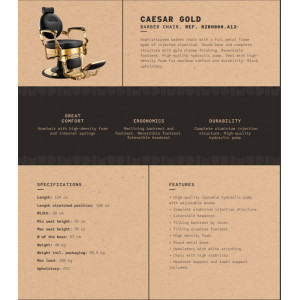 Fauteuil de barbier CAESAR GOLD Fauteuil de barbier CAESAR GOLD