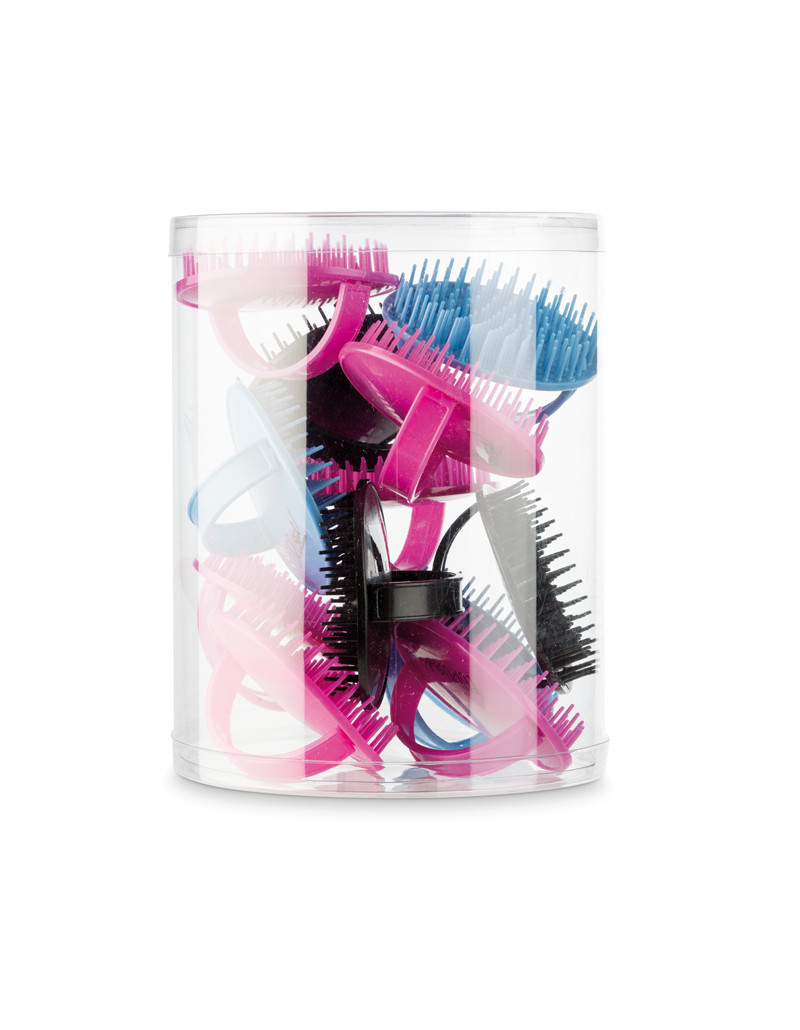 Lot De 10 Brosses à Cheveux Rondes - 8 Roses + 2 Bleues - Pour Massage Et Démêlage