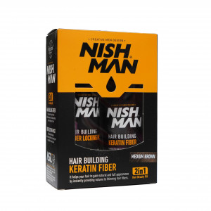 Kit fibre capillaire Chatain moyen NISH MAN 100ml + fixateur Kit fibre capillaire Chatain moyen NISH MAN 100ml + fixateur
