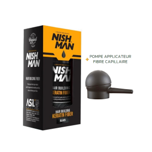 Kit Fibre Capillaire noire NISH MAN et spray applicateur à pompe