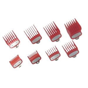 Kit de 8 contre peignes BARBER CORNER rouge translucide