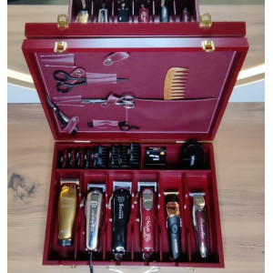 Malette de barbier vintage en bois Bordeaux