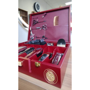 Malette de barbier vintage en bois Bordeaux