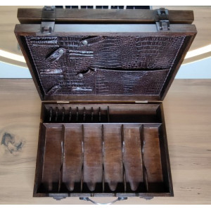 Malette de barbier vintage en bois Marron